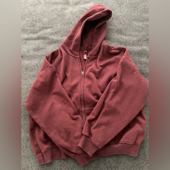 SKIMS Jackets & Blazers - SKIMS Burgundy Zip Up